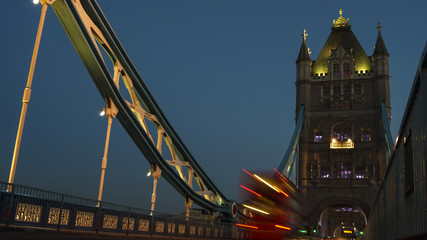 Rush hour in London, view to the Tower Bridge- LONDON, ENGLAND, long exposure