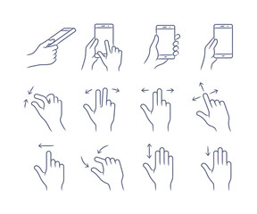 Gesture touch icons for a mobile application manual. User