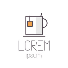 Abstract illustration of logo mugs with tea bag.