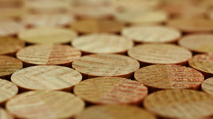 Wooden round beams, round logs, building material for the construction of a wooden house, log cabin.