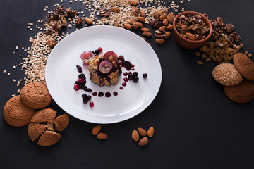 Healthy breakfast - oatmeal porridge, still life