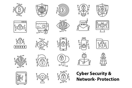 Cyber security & network protection icons