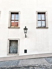 Fototapeta na wymiar historical building facade at Prague Castle streets