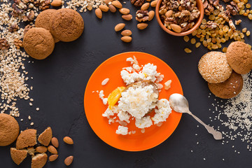 Healthy breakfast - oatmeal porridge, still life
