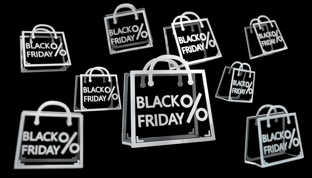 Black Friday sales digital icons 3D rendering
