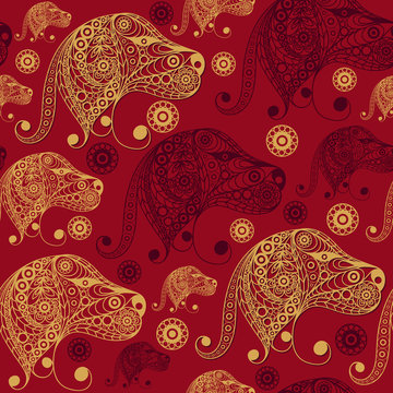 Seamless pattern with the profile of the dog 14