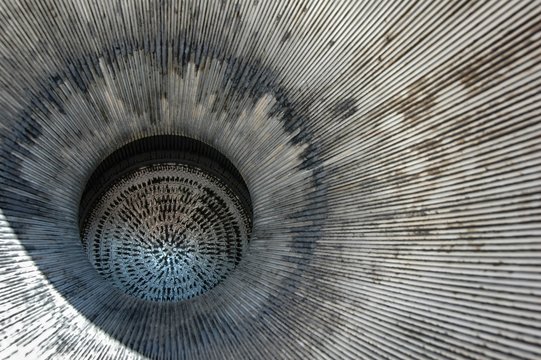 Looking up the exhaust port of a Redstone Rocket.  Cold War relic.