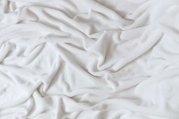 White bed sheet after night sleep