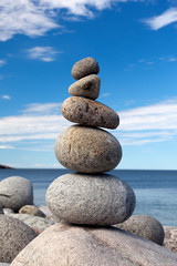 mysterious stone pyramid on the shores of the Arctic Ocean