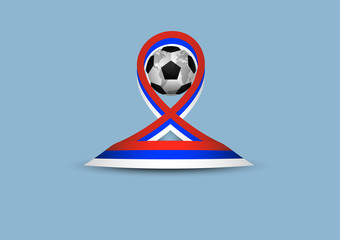 Concept and idea fooball with world map and Russia flag icon. Vector EPS10