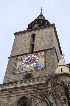 A fragment  of the Black Church, built in the Gothic style and named after the dark color left after the fire of the 17th century in the Brasov city in Romania