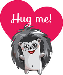 Cartoon hedgehog ready for a hugging