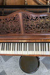 Fototapeta na wymiar piano keys on old pianoforte