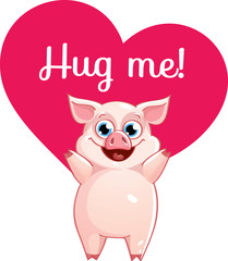 Cartoon pig ready for a hugging