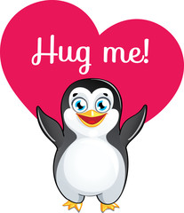 Obraz premium Cartoon penguin ready for a hugging