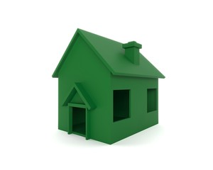 Green house isolated on a white backround. 3D illustration