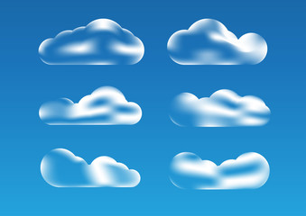 Abstract transparent clouds isolated on blue sky background.