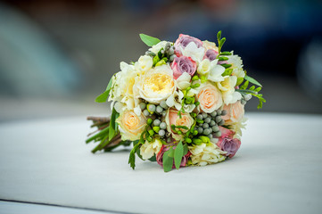 Wedding bouquet of different flowers