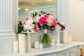 Fototapeta na wymiar Wedding bouquet of different flowers