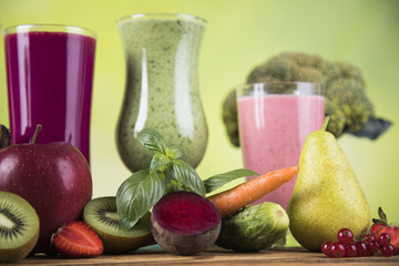 Cocktails with fresh fruits, Vitamin and Fitness 