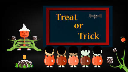 The pumpkin man is teaching students in subject of 