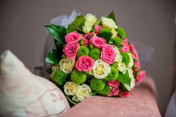 Wedding bouquet of different flowers
