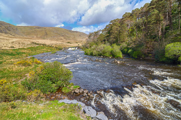 scenic nature connemara landscape from the west of ireland. epic irish rural countryside from county galway along the wild atlantic way