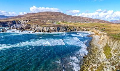 beautiful rural irish country nature landscape from the north west of ireland. scenic achill island...