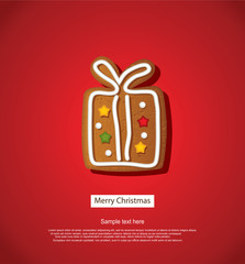 Christmas Background With Gingerbread Present Style