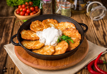 Fried savory pancakes with potato