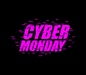 Cyber ​​Monday Glitch effect emblem. website display online store. Day of sales. Vector illustration