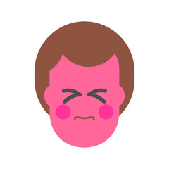 Straining face. Strain Emoji Red face man. Icon avatar vector illustration