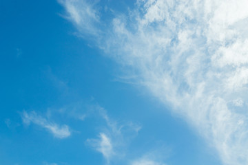 Clouds are divided into layers in the evening with light.