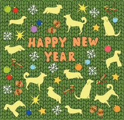 New Year's details on the background of a knitted sweater
