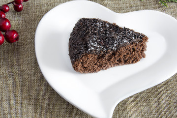 Chocolate cake served on a plate