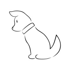 Cute German shepherd puppy silhouette on white