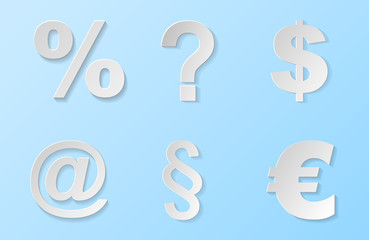 Collection of silver icons on blue background. Vector.