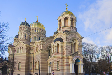 Fototapeta na wymiar Nativity of Christ Cathedral in the Riga