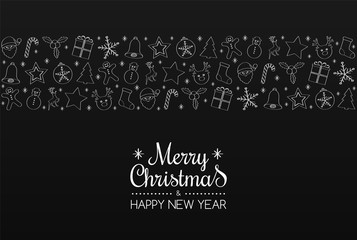 Funny hand drawn decoration with wishes "Merry Christmas". Vector.