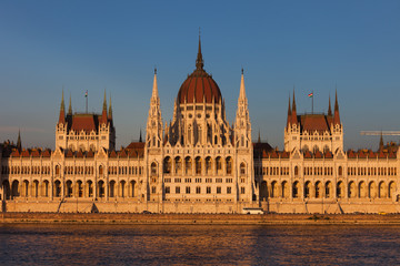 Hungarian Parliament at Sunset in Budapest