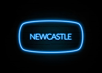 Newcastle  - colorful Neon Sign on brickwall