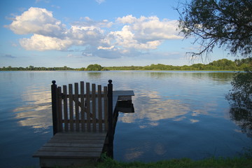Naklejka premium Door to the nature at a big lake Schmalsee in Germany