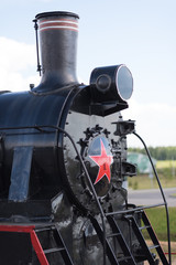Front locomotive view. Close-up