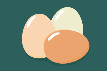 Three eggs brown and white eggs. Flat icon. Vector illustration