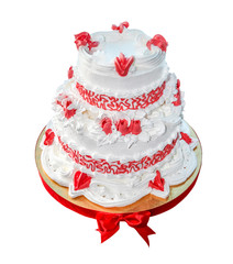 Wedding cake (two levels) isolated on white background