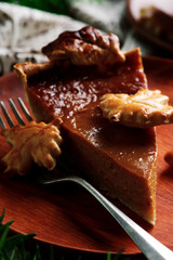 Pumpkin Pie.style rustic. selective focus