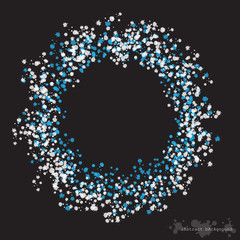 Circle with colorful spots and sprays on a black used to website template or texture background. Abstract art water color vector design.