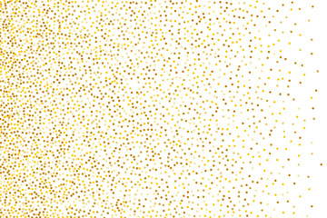 Background with Golden glitter, confetti. Gold polka dots, circles, round. Bright festive, festival pattern  Vector illustration