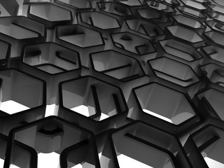 Abstract black glossy honeycomb structure
