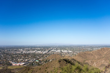 West side of Valley of the Sun looking at Glendale, Peoria and Phoenix from North Mountain Park, Arizona; Copy space